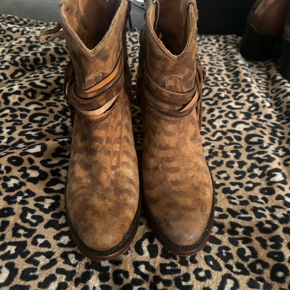 Lucchese Brown Leopard Ankle Boots